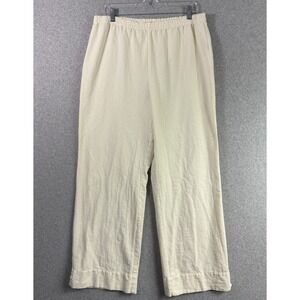 Soft surroundings pants womens large uvory gauze cotton pull on elastic wide leg